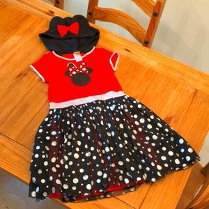 Disney Girls Hooded Minnie Dress with Sequined Minnie Front, Size L (10-12)